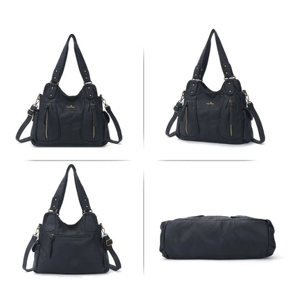 Damen-Handtasche aus PU-Leder Großes Crossbody-Design Vintage-Stil mit Reißverschluss Innenfach