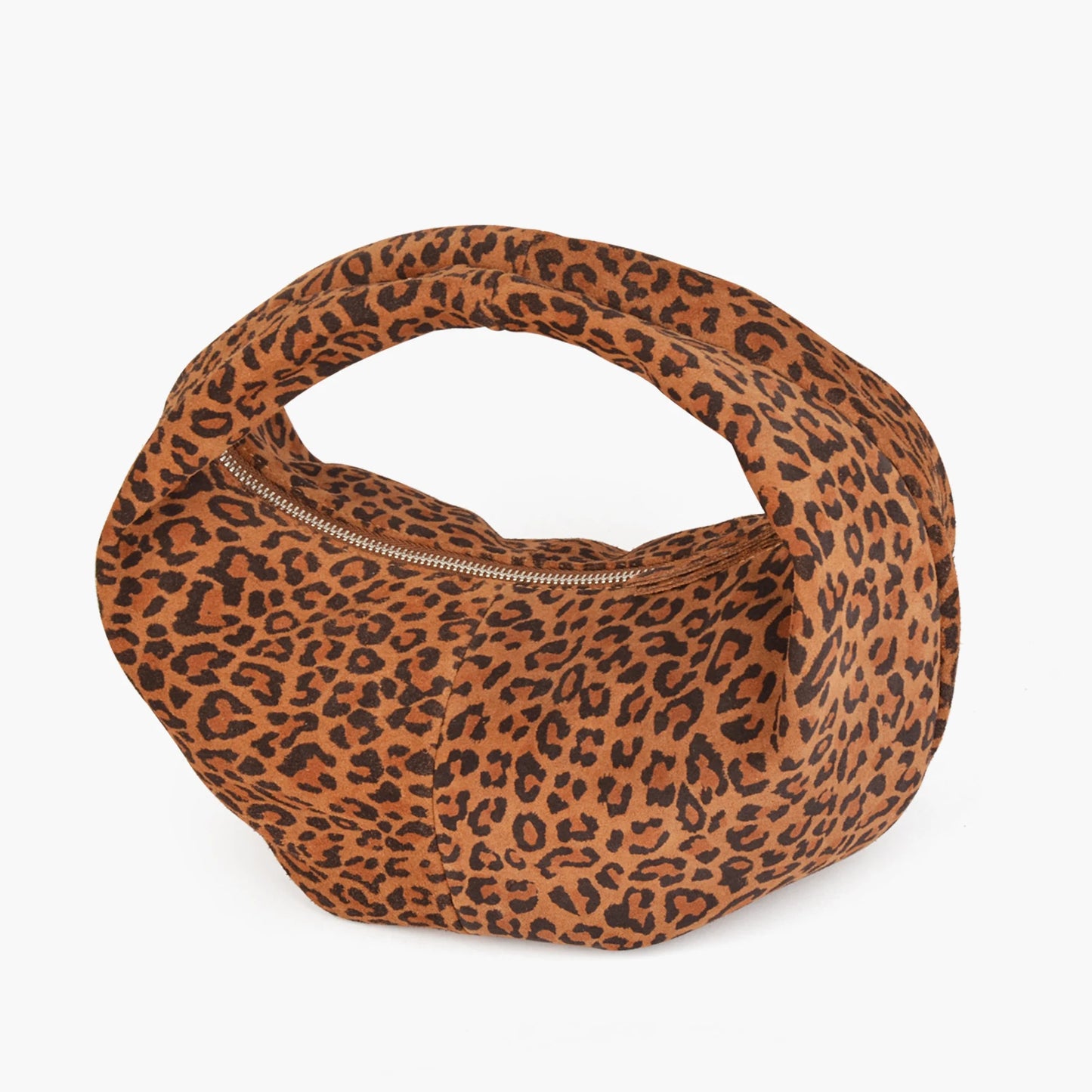 Damen-Handtasche Wildleder Halbmond Leopardenmuster Top-Griff