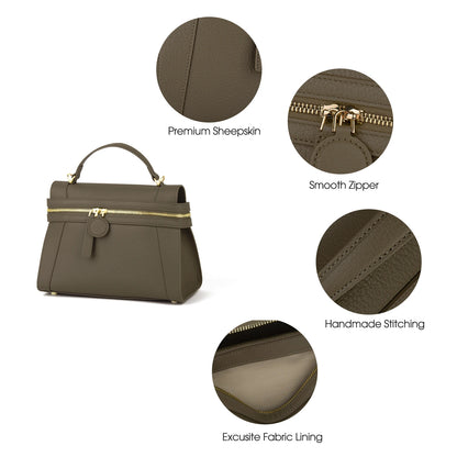 Natur-Lammleder Schultertasche | Abnehmbarer Riemen
