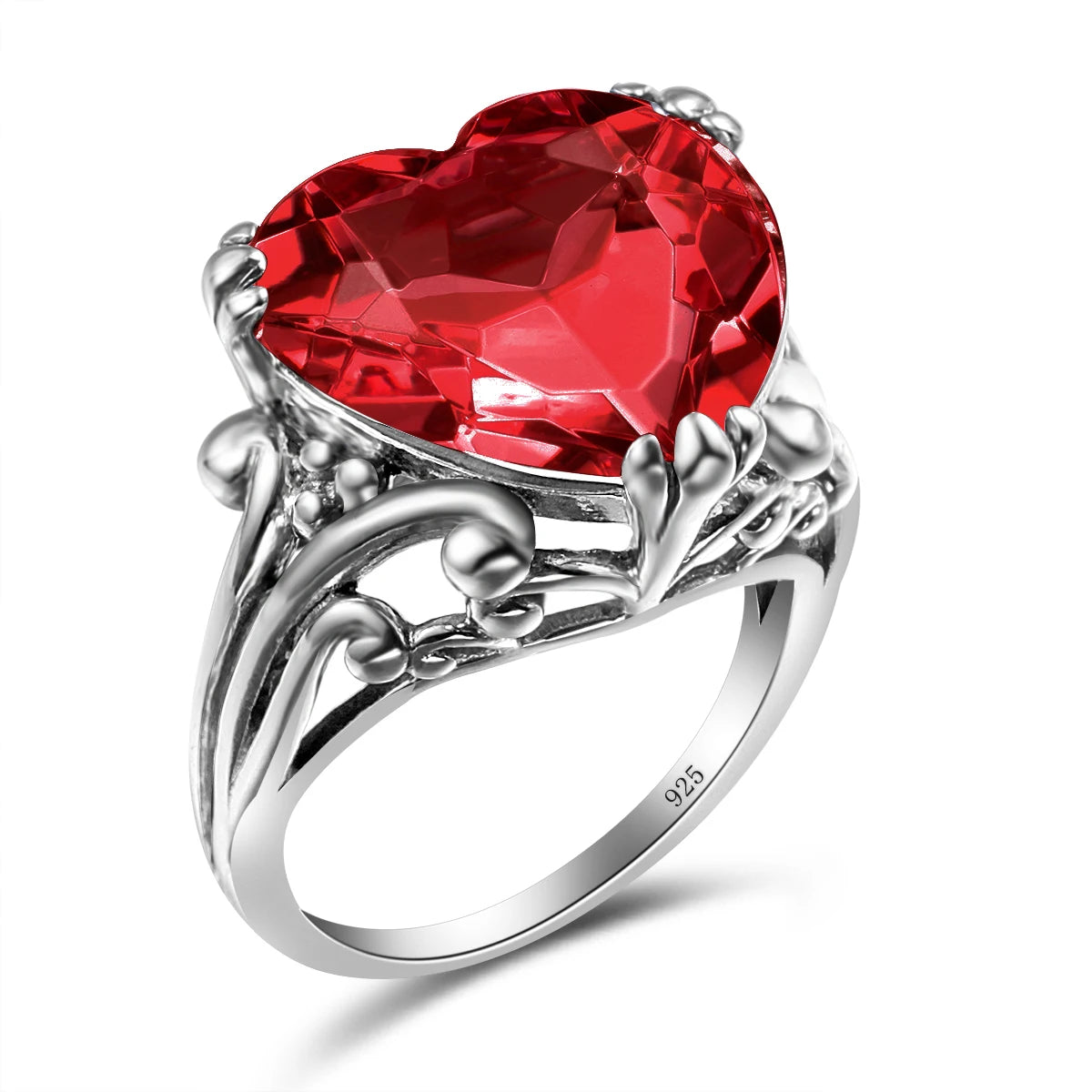 Damen-Ring aus 925-Silber mit Herzform und Mystic-Topas Regenbogenfarben für Alltag und festliche Anlässe