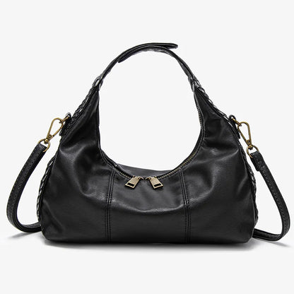 Damen-Hobo-Tasche Aus Weichem Kunstleder Mit Abnehmbarem Schulterriemen Schwarz Alltagstauglich