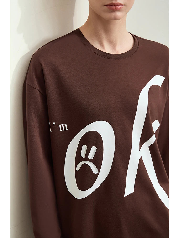 Damen T-Shirt im minimalistischen Stil mit Rundhalsausschnitt und Druckdesign