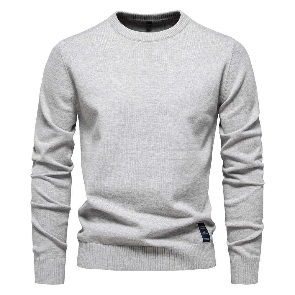 Herren Pullover aus massiver Baumwolle mit Rundhalsausschnitt und klassischem Design