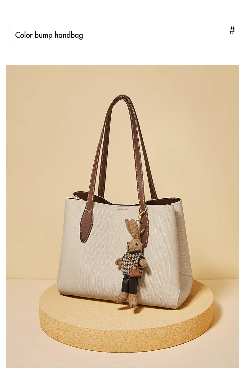 Damen Handtasche aus Split-Leder mit großer Kapazität