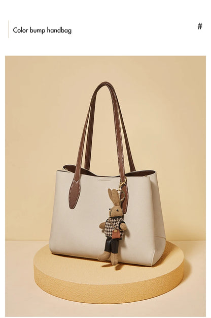 Damen Handtasche aus Split-Leder mit großer Kapazität