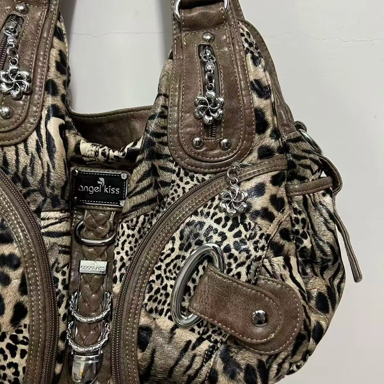 Damen-Hobo-Tasche Leopardenmuster großes Fassungsvermögen mit abnehmbarem Schultergurt
