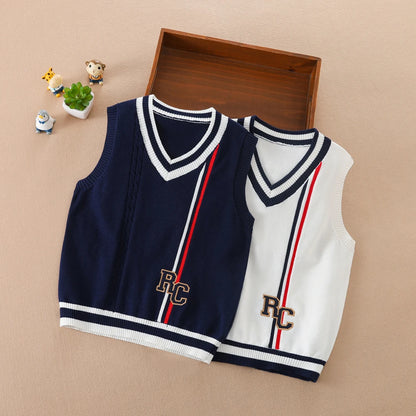 Jungen V-ausschnitt Pullover Frühling Herbst Ärmelloses Baumwolle Streifen Weste Kinder Kleidung Für 4-12 Jahre Kinder Weste