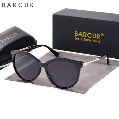 Damen-Sonnenbrille Cat Eye Farbverlauf rund polarisiert UV400