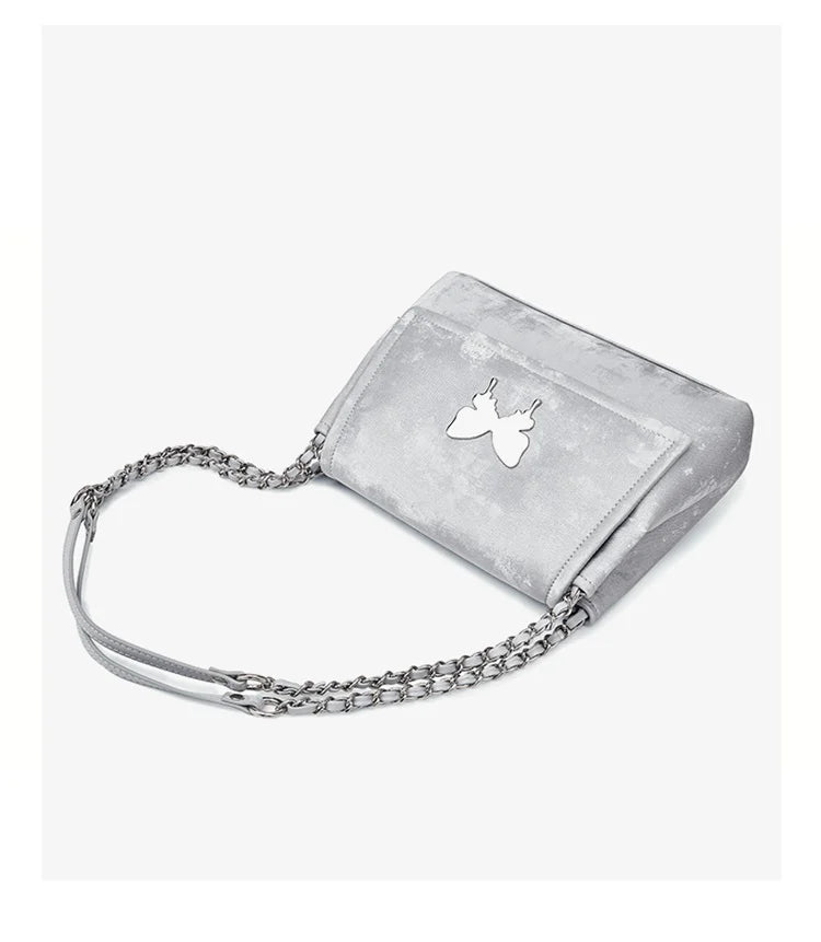 Elegante Damen Schultertasche aus PU-Leder mit Schmetterlings-Dekor