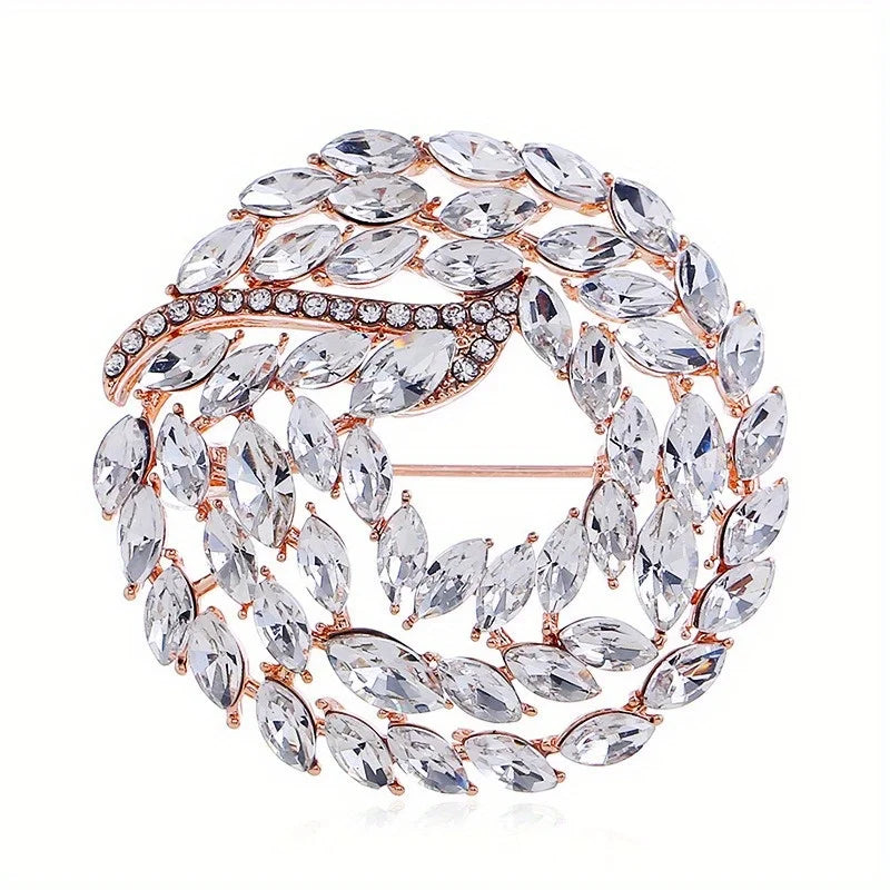 Brosche Girlande Kristall Strass Rund Luxus Boutique Corsage Damen