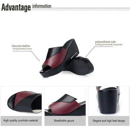Aiyuqi Frau Plattform Flip Flops neue Sommer Frauen Echt leder Slipper High Heel Schuhe große Größe 41 42 43 Frauen Slipper