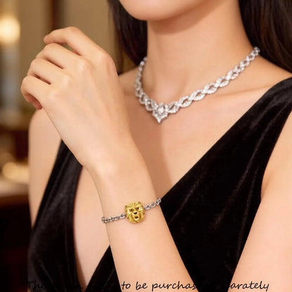 Damen-Charm-Anhänger Löwe Rebel Karma Perlen aus Sterlingsilber