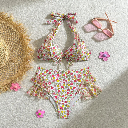 Bauchfreies Bikini-Set mit Push-up-Effekt und hohem Bund – ideal für Strand und Pool