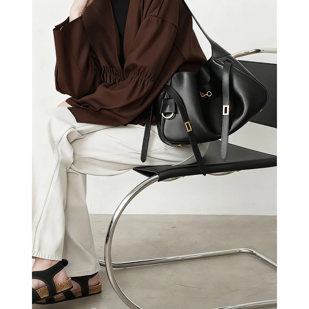 Damen Schultertasche aus Kunstleder mit großer Kapazität
