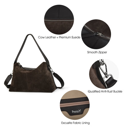 Große Wildleder Hobo-Tasche | Damen Schultertasche