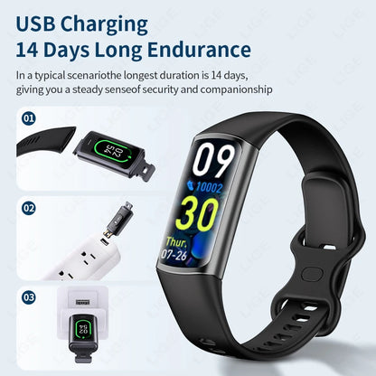LIGE Smartwatch Sport Fitness Tracker Smart Uhr Für Männer Frauen Herzfrequenz Blut Sauerstoff Schlaf Monitor Wasserdichte Smart Armband