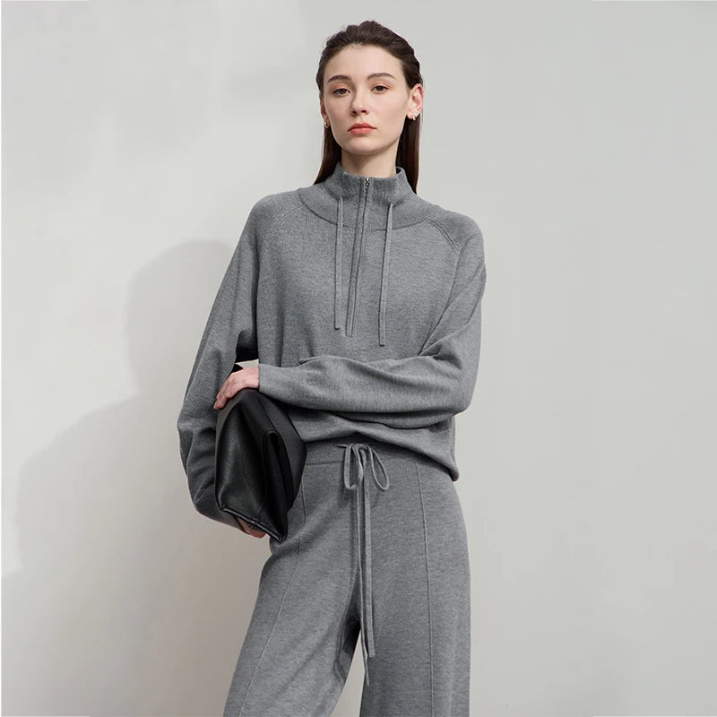 Damen-Rollkragenpullover locker Raglan Wolle-Mix Herbst-Winter