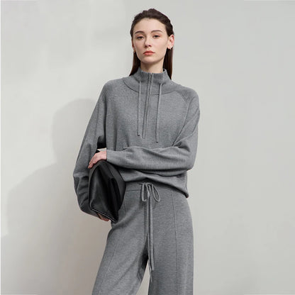 Damen-Rollkragenpullover locker Raglan Wolle-Mix Herbst-Winter