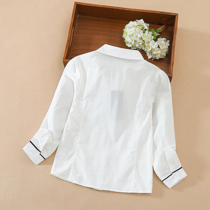 Mädchen Blusen Hemden Schuluniform für Kinder Frühling Herbst Langarm Hemden Teen Kinder Top Kleidung
