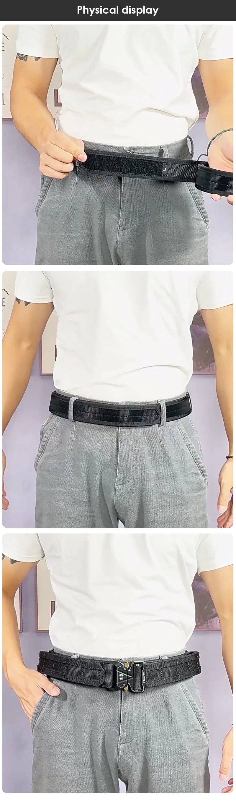 Herren-Gürtel Aus Nylon Mit Klettverschluss Breite 3,8 cm Verstellbare Länge 95-135 cm