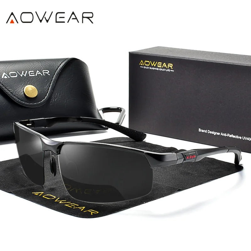 AOWEAR Luxus Qualität Randlose Spiegel Sonnenbrille Männer Polarisierte Sport Im Freien Sonnenbrille Retro UV400 Anti-glare Fahren Sonnenbrille
