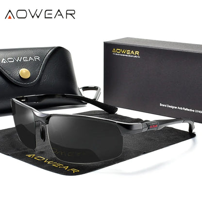 AOWEAR Luxus Qualität Randlose Spiegel Sonnenbrille Männer Polarisierte Sport Im Freien Sonnenbrille Retro UV400 Anti-glare Fahren Sonnenbrille