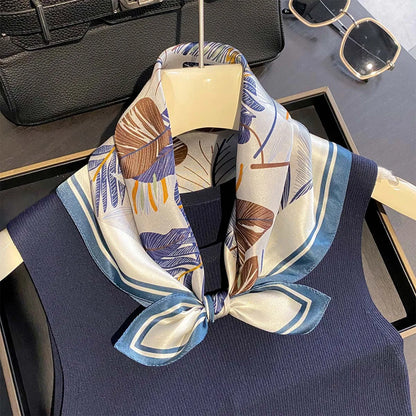 Damen Seidenschal 53cm klein quadratisch Haarband Kopftuch Halstuch Bandana
