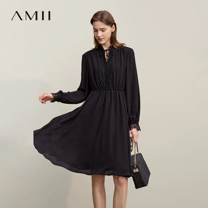 Elegantes Damen Chiffon Midikleid Mit V-Ausschnitt Und Flexibler Taille
