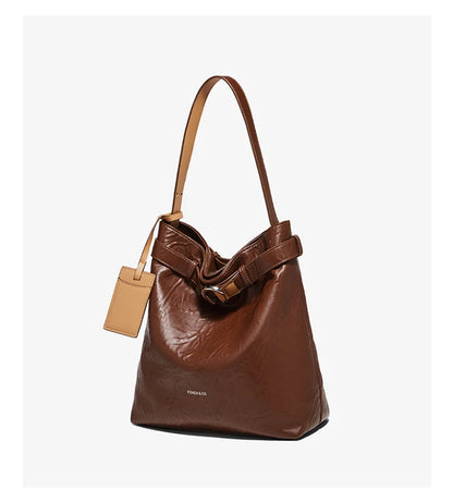 Damen Schultertasche Vintage Split-Leder mit großer Kapazität