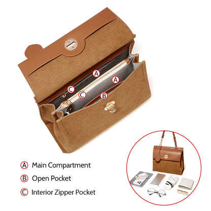 Damen Handtasche aus PU Leder im Minimalis Retro-Stil