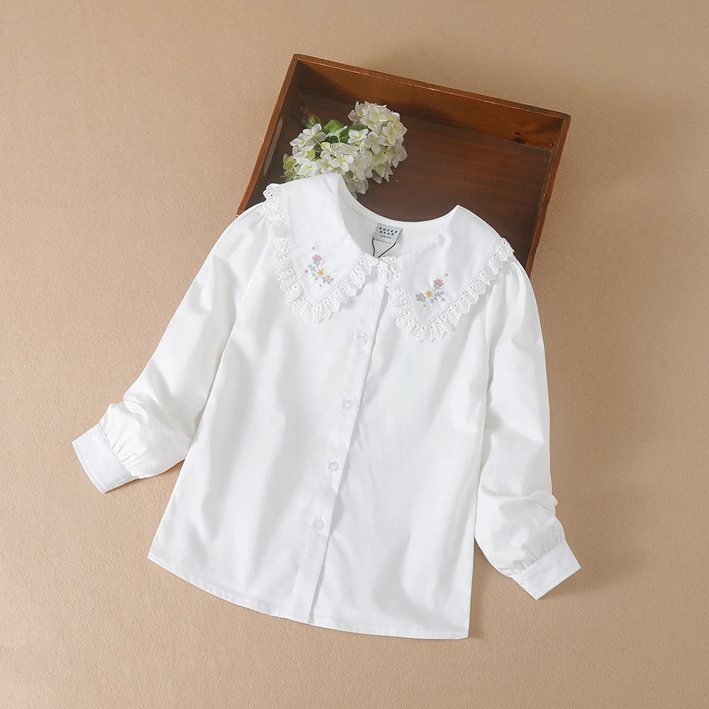 Entzückende weiße bestickte Bluse für Mädchen, speziell für Mädchen im Alter von 5 bis 12 Jahren