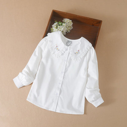 Entzückende weiße bestickte Bluse für Mädchen, speziell für Mädchen im Alter von 5 bis 12 Jahren