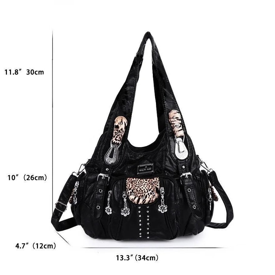 Damen-Schultertasche aus PU-Leder Großes Fassungsvermögen und Eleganter Vintage-Stil