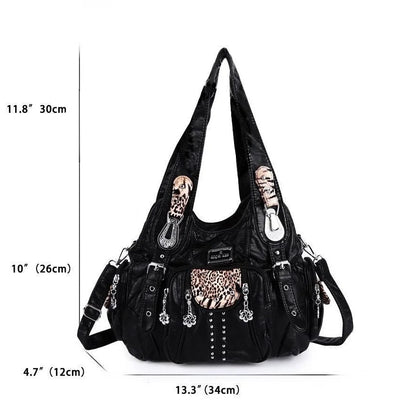 Damen-Schultertasche aus PU-Leder Großes Fassungsvermögen und Eleganter Vintage-Stil