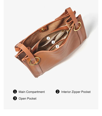 Damen Handtasche Aus Echtem Leder Mit Großer Kapazität