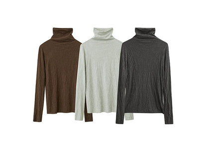 Damen-Rollkragenpullover Wolle-Mix schlank dünn Winter