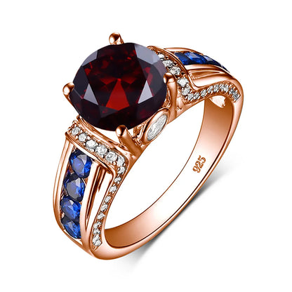 Damen-Ring aus Roségold mit Mystic Topas Regenbogen 8mm Rundschliff Verlobungsring Geschenk
