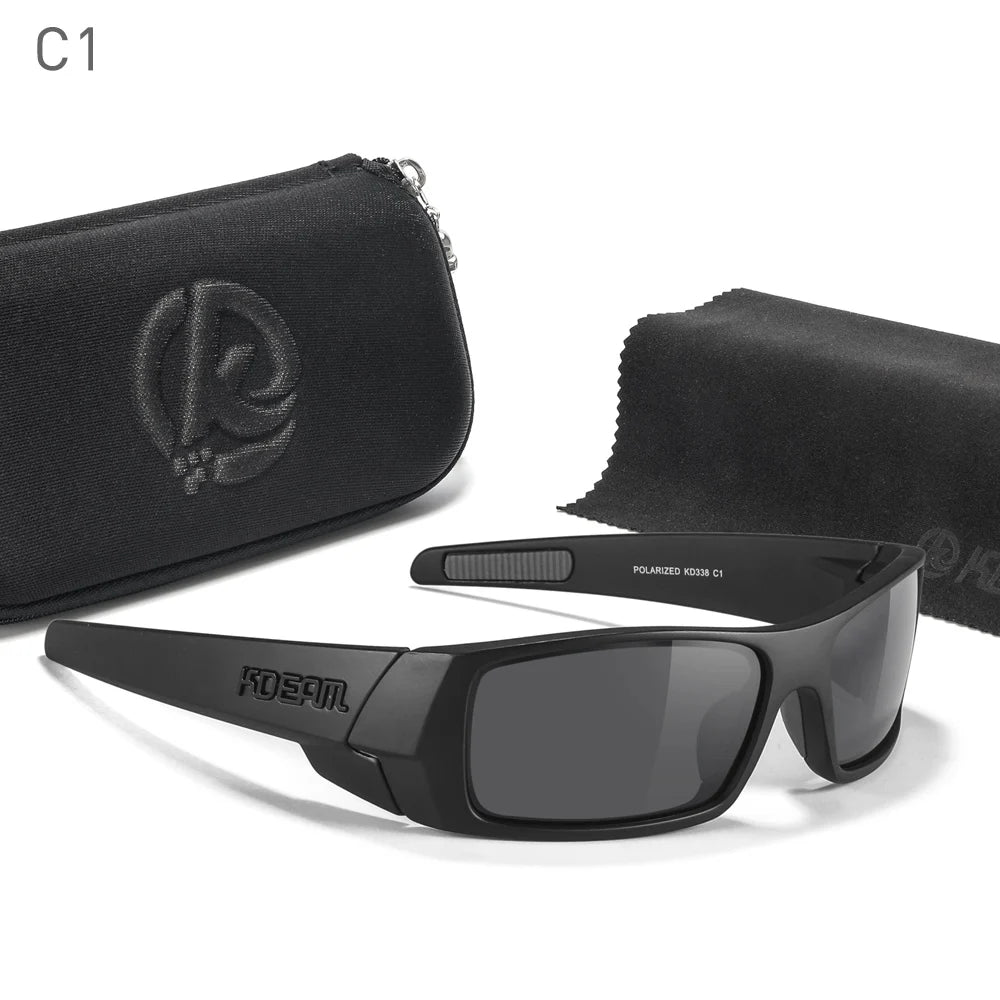 Sonnenbrille Angeln schwarz photochrom Nachtsicht Totenkopf-Etui Herren
