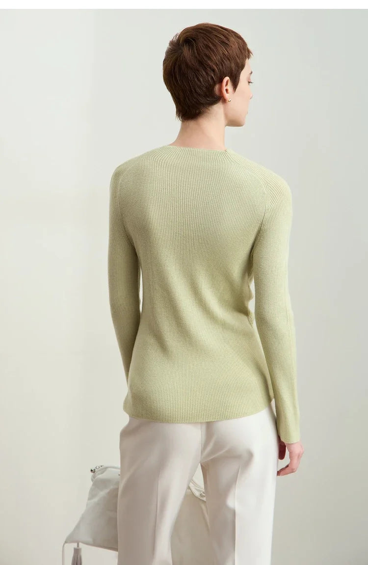 Damen-Halbrollkragen-Pullover Slim Raglan Wolle-Mix Herbst-Winter