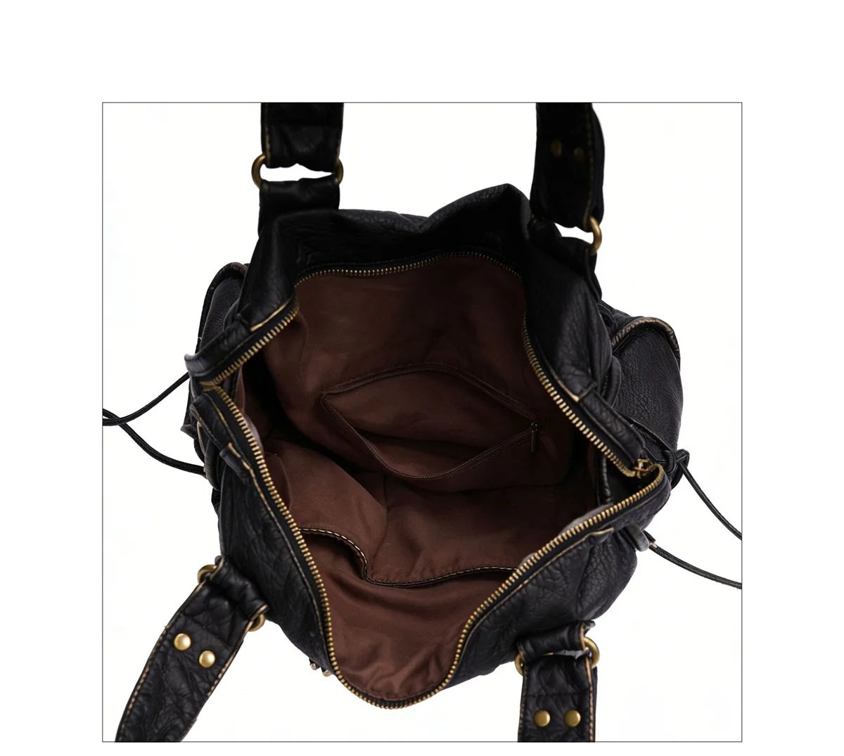 Damen-Handtasche aus PU-Leder Weinrot Großes Fassungsvermögen Schultertasche Boston-Stil