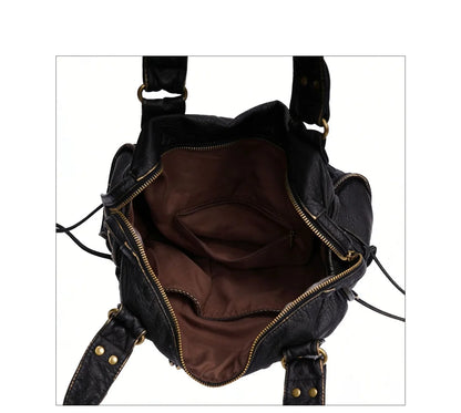 Damen-Handtasche aus PU-Leder Weinrot Großes Fassungsvermögen Schultertasche Boston-Stil