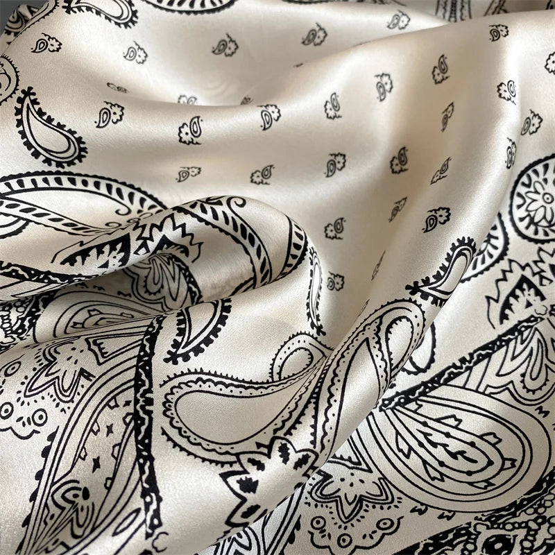 Damen Seidenschal quadratisch Blumenprint Bandana Halstuch 53cm