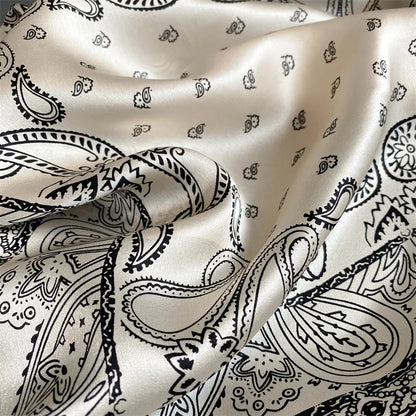 Damen Seidenschal quadratisch Blumenprint Bandana Halstuch 53cm