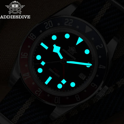 Herren-GMT-Quarzuhr mit Ronda-Werk und Nylonarmband