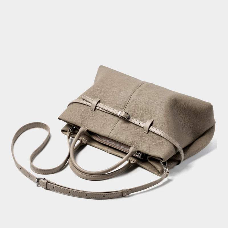Leder-Top-Handle Tote | Vollnarbenleder Silberbeschläge