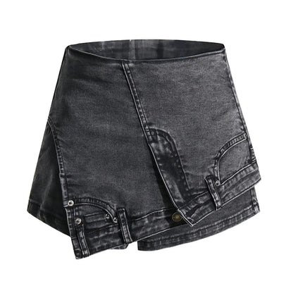 Colorblock-Leoparden-Jeans mit Hohldesign für Damen – High-Waist, gespleißte Taschen und weites Bein