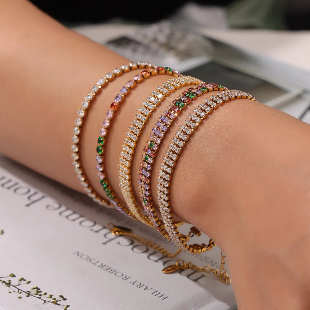 Damen-Kettenarmband mit Zirkonia und Regenbogenkristall