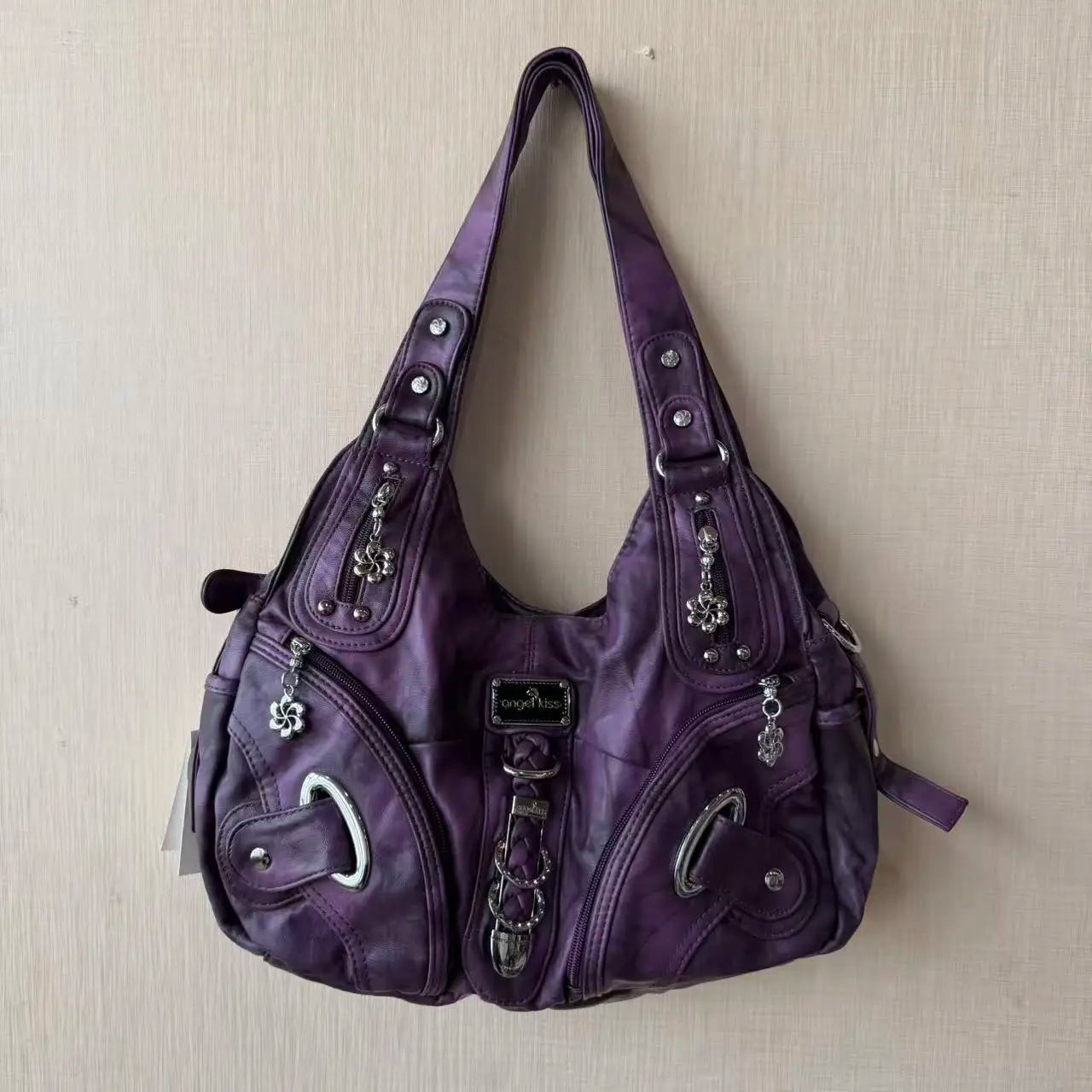 Damen-Schultertasche Mit Tie-Dye Muster Und Top-Handle Tragegriff Für Uni Und Alltag