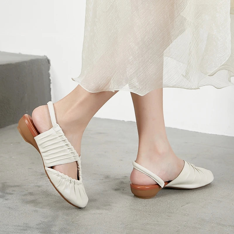 AIYUQI 2025, neue stil geschlossene zehen frauen sandalen Plissee nicht-slip Römischen sandalen für frauen Große größe sommer strand weibliche schuhe