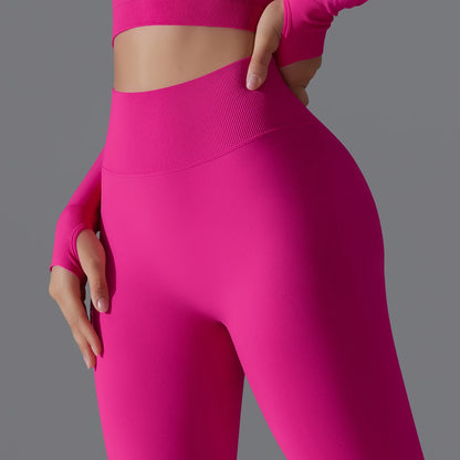 Nahtlose Yoga-Hose mit Booty-Lift, pink, hohe Taille, nahtarm, körperbetont